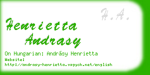 henrietta andrasy business card